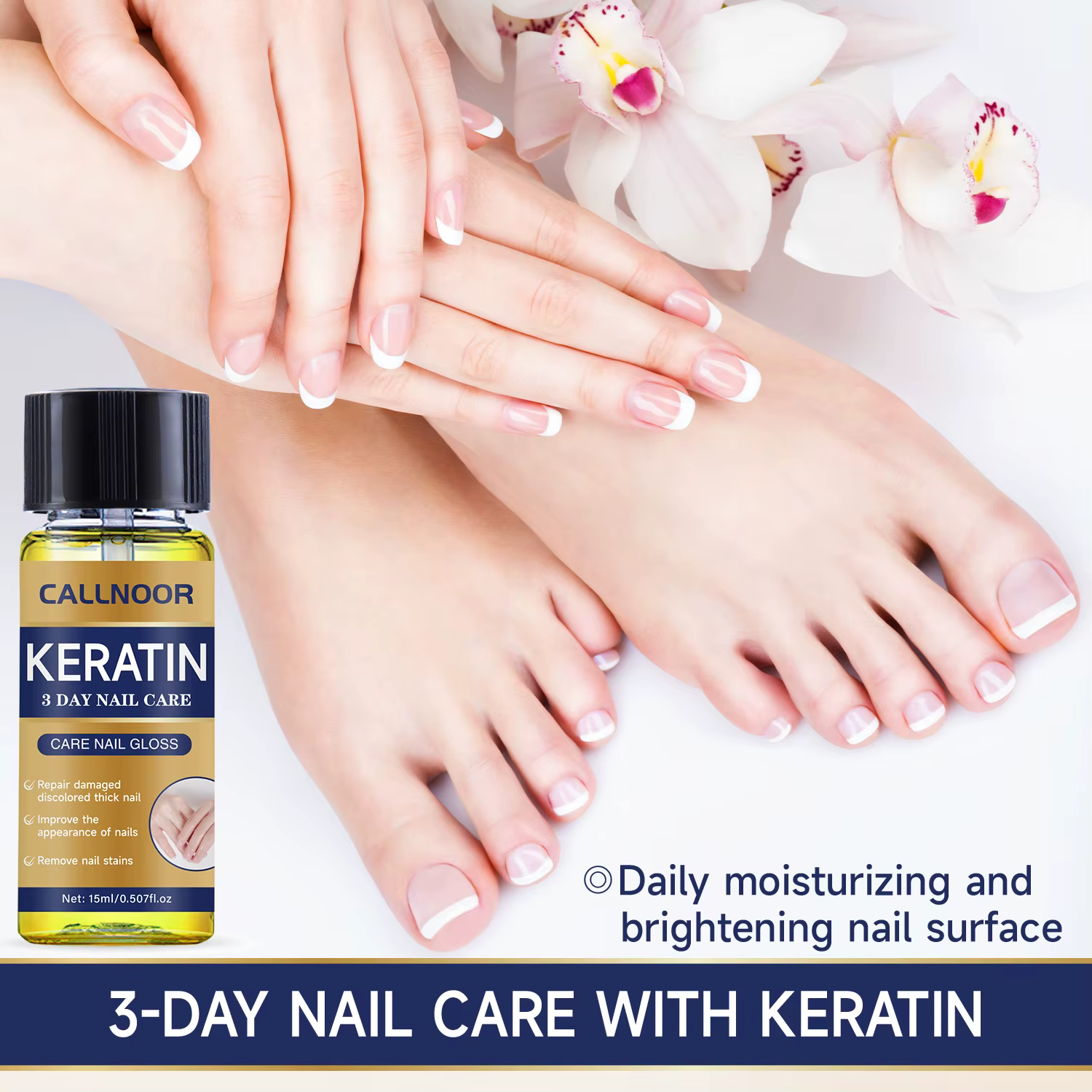 Huile à ongles à la kératine riche en plantes, renforce les ongles abîmés, adoucit et hydrate les cuticules, prévient les fissures pour le soin des ongles