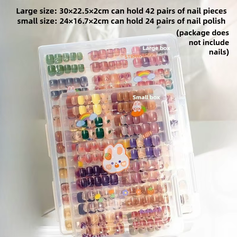 Nouvelle boîte de rangement transparente anti-poussière pour faux ongles, présentoir de style plaque à ongles, livre de couleurs, outil pour fournitures d'onglerie