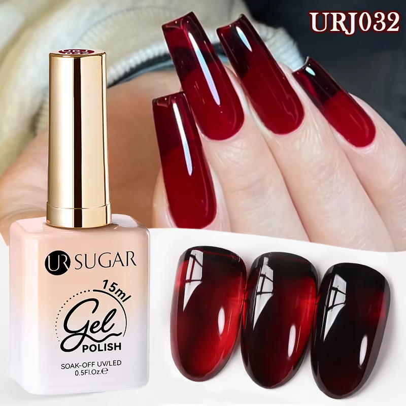 UR SUGAR 15ml vernis à ongles Gel gelée rouge sang couleur translucide cristal nu Gel
