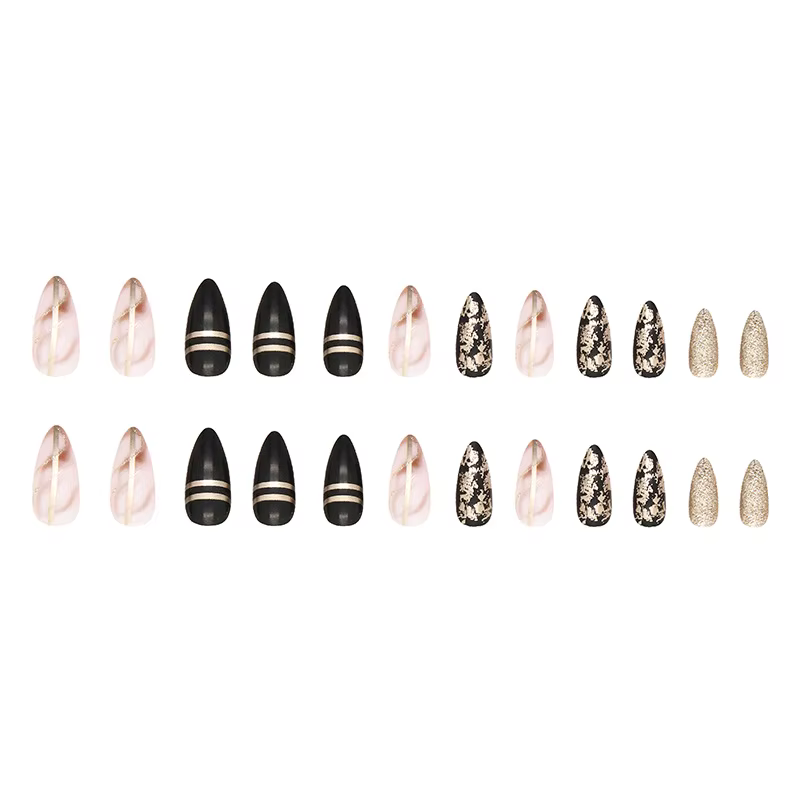24 pièces de nouveaux ongles à pression de style français (autocollants pour faux