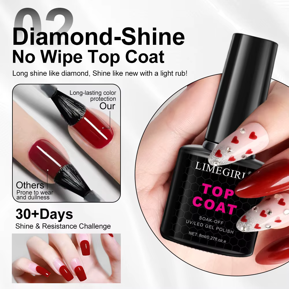 LIMEGIRL 3 pièces/Kit Nail Art trempage apprêt clair manteau vernis à ongles UV Gel