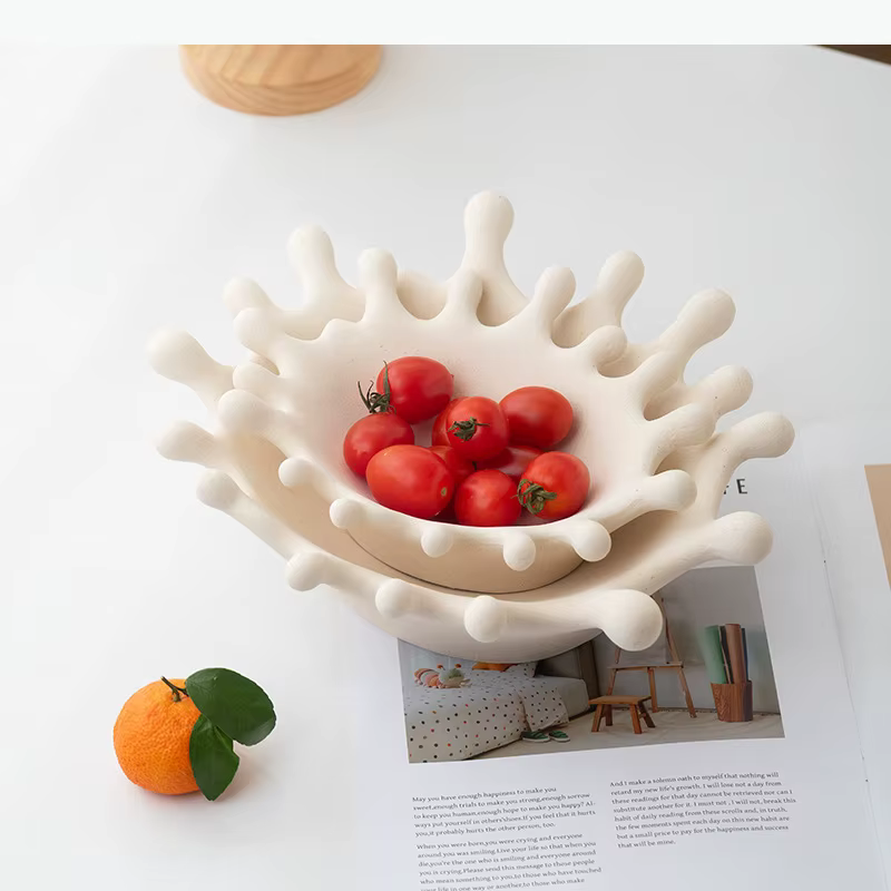 Plateau à fruits en céramique en forme de couronne, plateau créatif pour collations et bonbons, plateau de rangement, plateaux à fruits secs, corbeille à fruits, vaisselle de table domestique