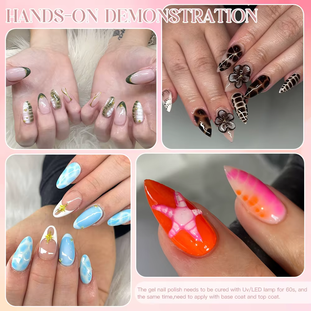 6 pièces/ensemble Gel fleuri 15ml vernis Gel aquarelle clair pour effet d'épandage marbre tremper UV LED Gel