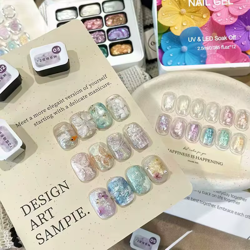 Gel à ongles solide 3D Aurora Fairy Cream 12 couleurs