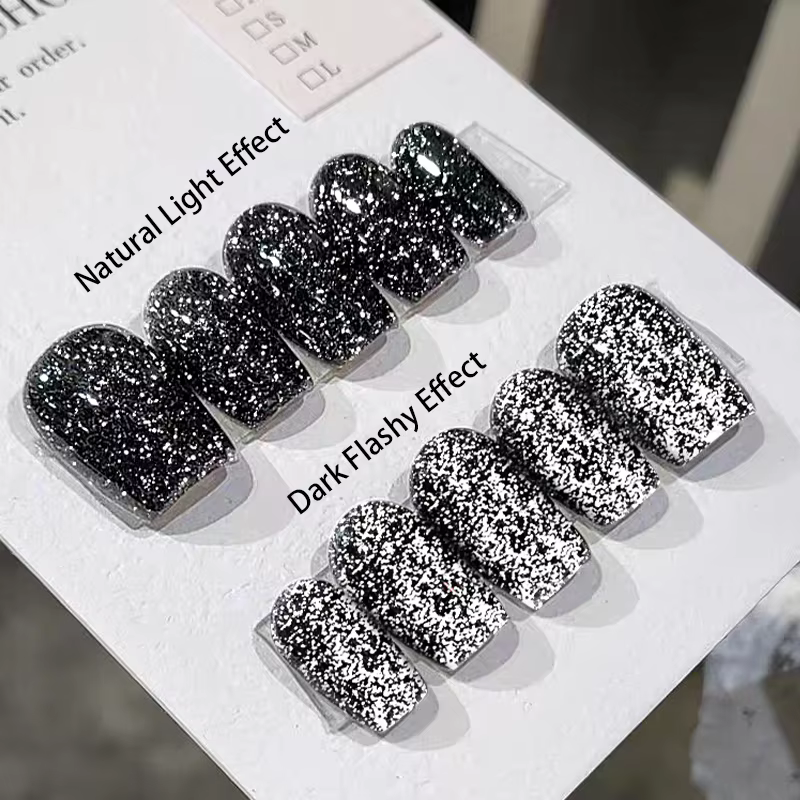 UR SUGAR 15ml réfléchissant noir paillettes vernis à ongles Flash effet scintillant Semi Permanent tremper UV Gel