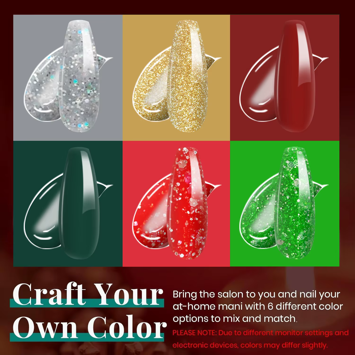 Kit de Gel Poly pour Ongles Tout-en-un 6 Couleurs 15g