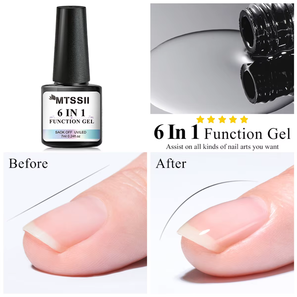 Gel de colle pour ongles 6 en 1