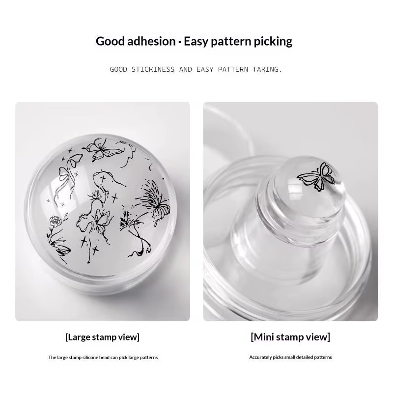 Outil de tamponnage pour ongles en silicone à double tête, transparent, pour manucure française, modèle DIY pour la création de motifs d'ongles en salon et à domicile