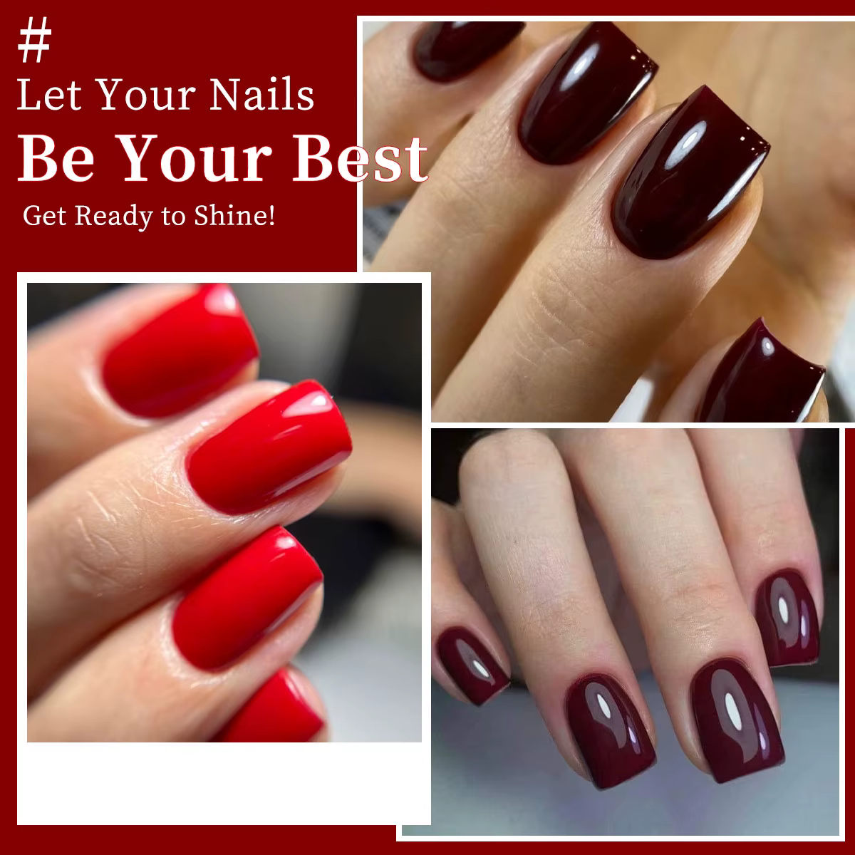Ensemble de vernis à ongles rouge sans tracas de 9 pièces