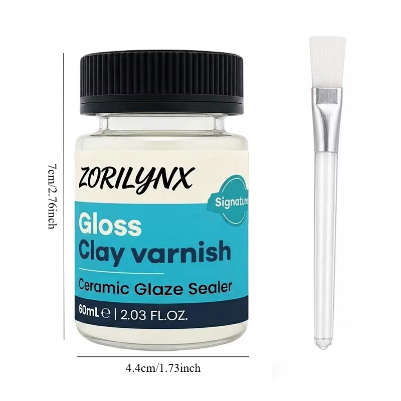 Vernis brillant à base d'eau pour projets en argile et en céramique, scellant transparent avec pinceau pour une finition protectrice brillante - ZORILYNX