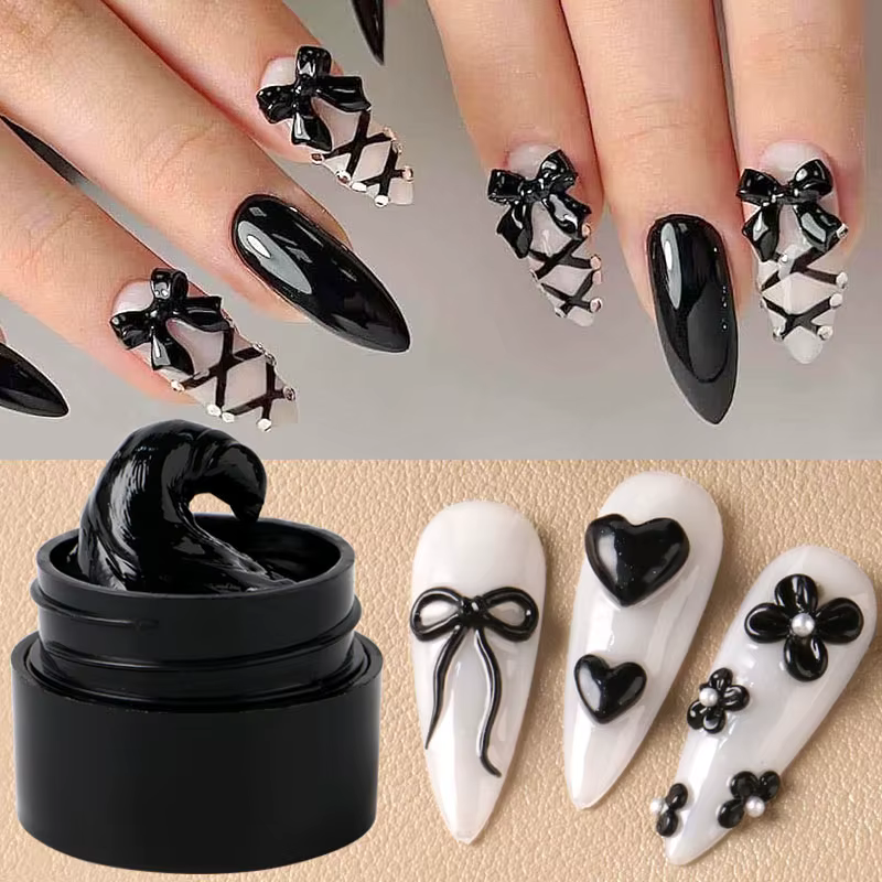 Gel Sculptant 3D Noir 5ml pour Extension Rapide des Ongles