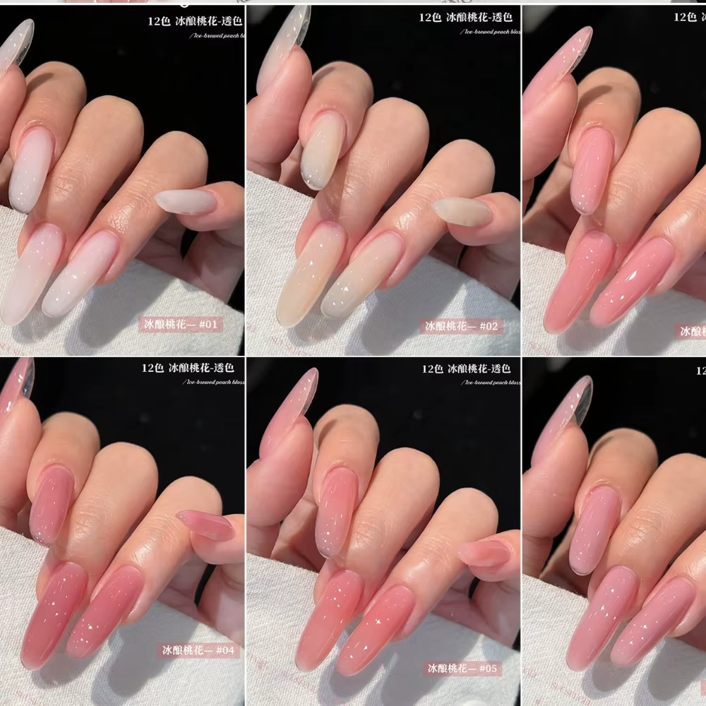 HEMA TPO FREE 15ml Vernis Gel Transparent Effet Gelée Rose Nude Pailleté Magnifique Soak-Off UV LED