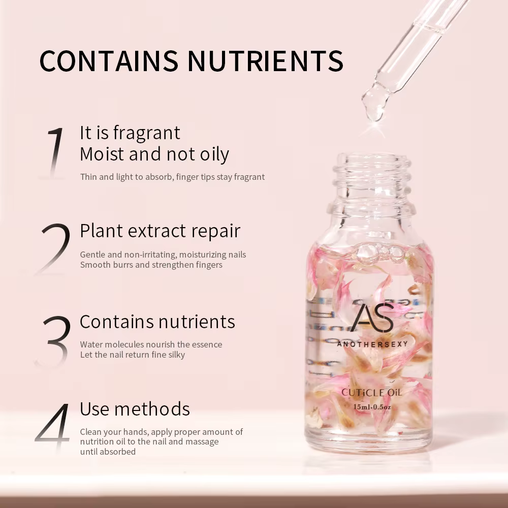AS 15ML fleur séchée cuticule huile nutritive nourrir restaurer les ongles endommagés vitamine