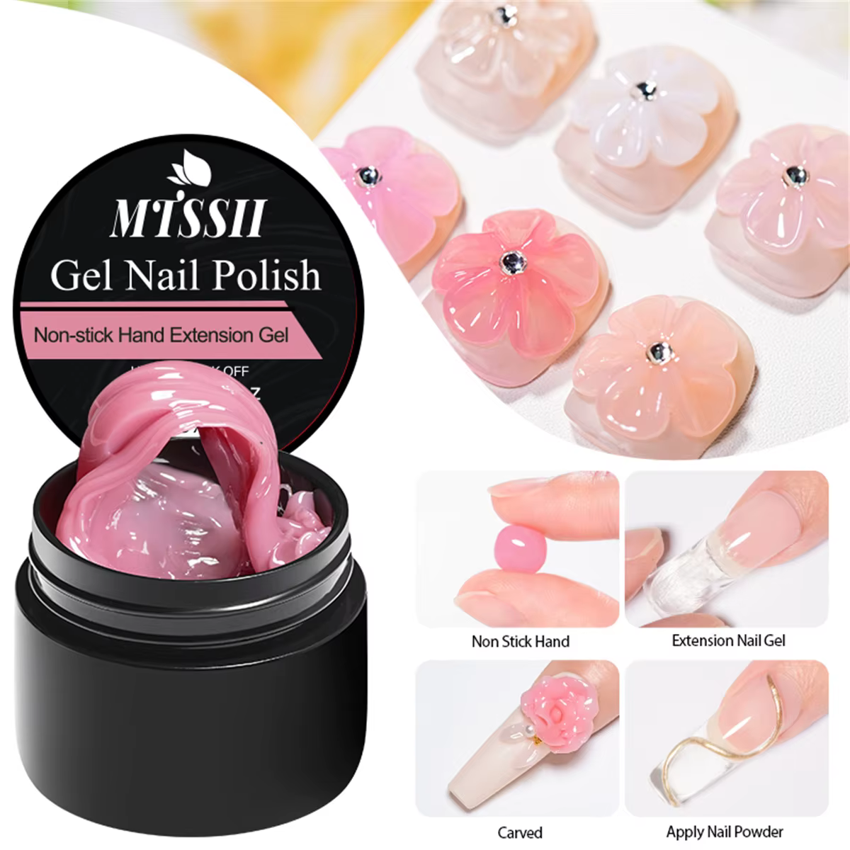 Vernis à ongles Gel d'extension de main antiadhésif clair 3D façonnage/sculpture/sculpture UV/LED Gel gelée laiteuse