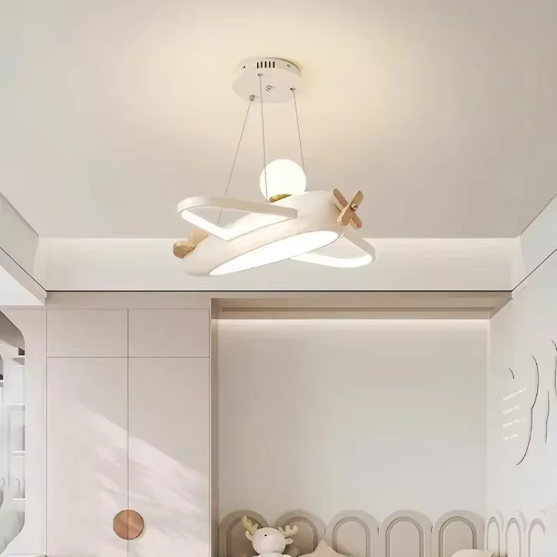 Plafonnier avion dessin animé enfants plafonnier Design créatif Led lampe blanche salon salle à manger bébé chambre décor lampe
