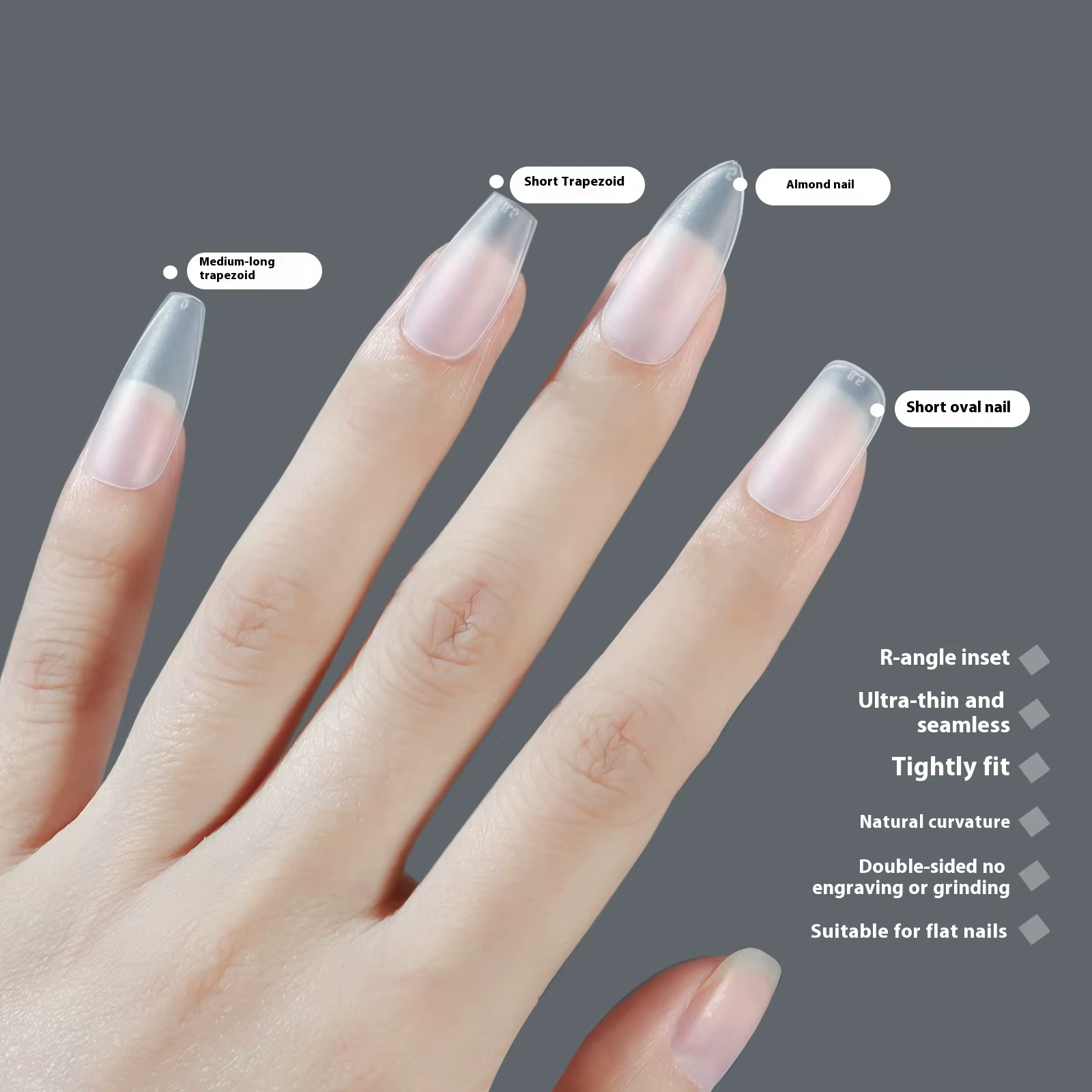 Faux ongles courts en amande mate