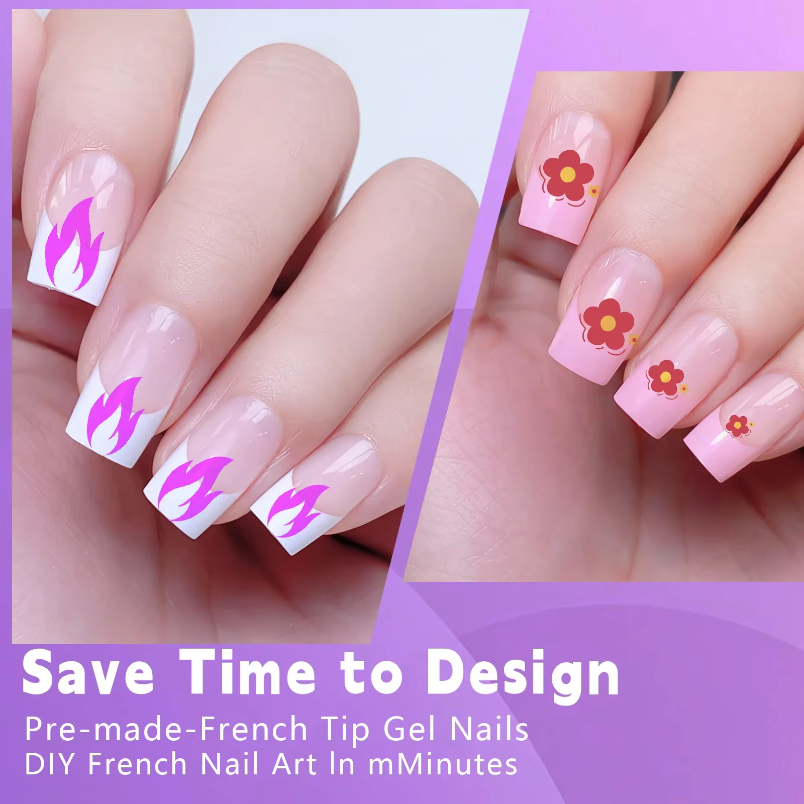 120 pièces/boîte acrylique français faux ongles multicolore carré amande