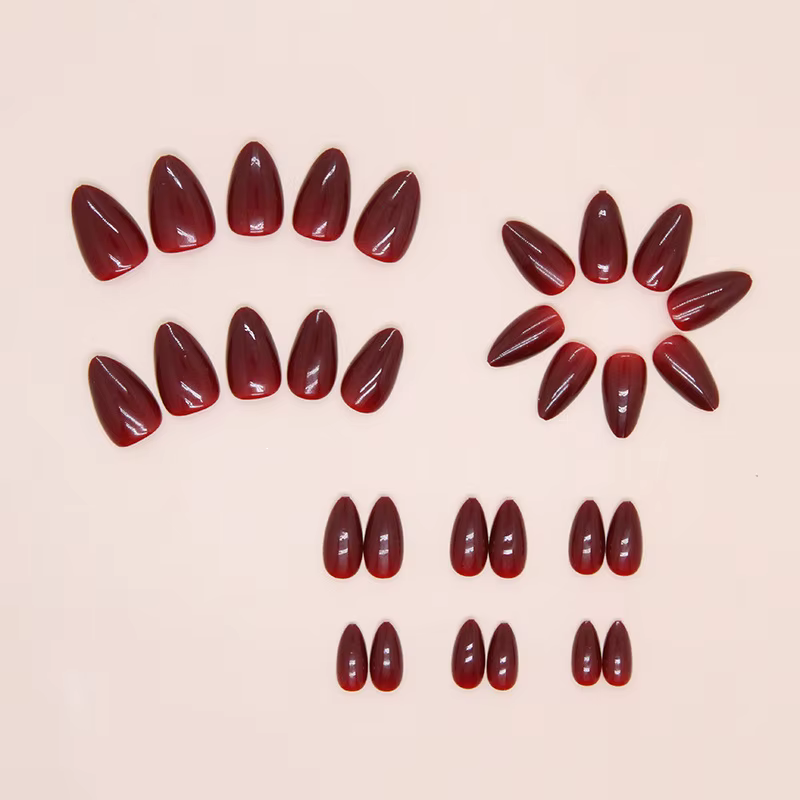 Rouge cerise 24 pièces presse sur ongles rose dégradé faux