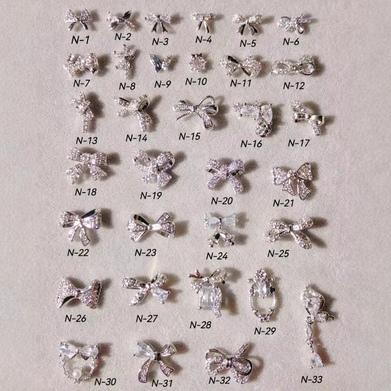 Nail Art Super Flash Zircon Bow Argent Petit Papillon Décorations pour Ongles
