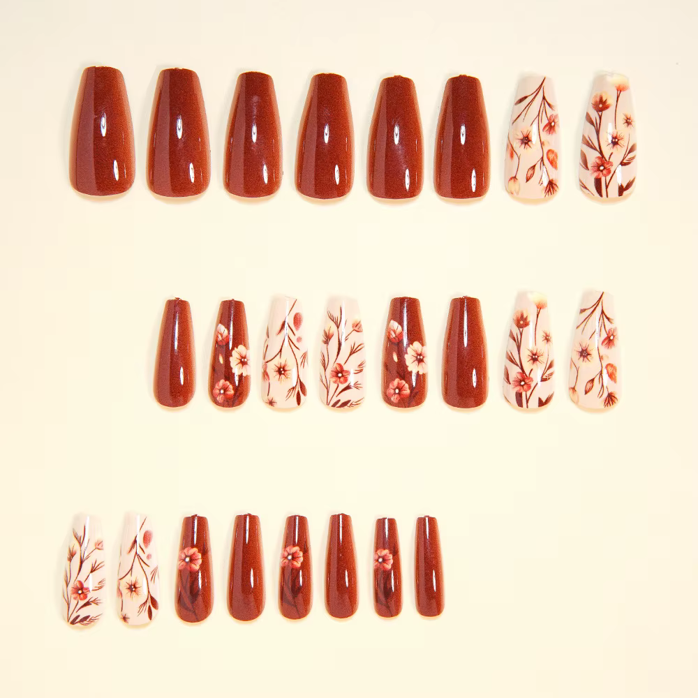 Faux ongles mi-longs pour femmes et filles