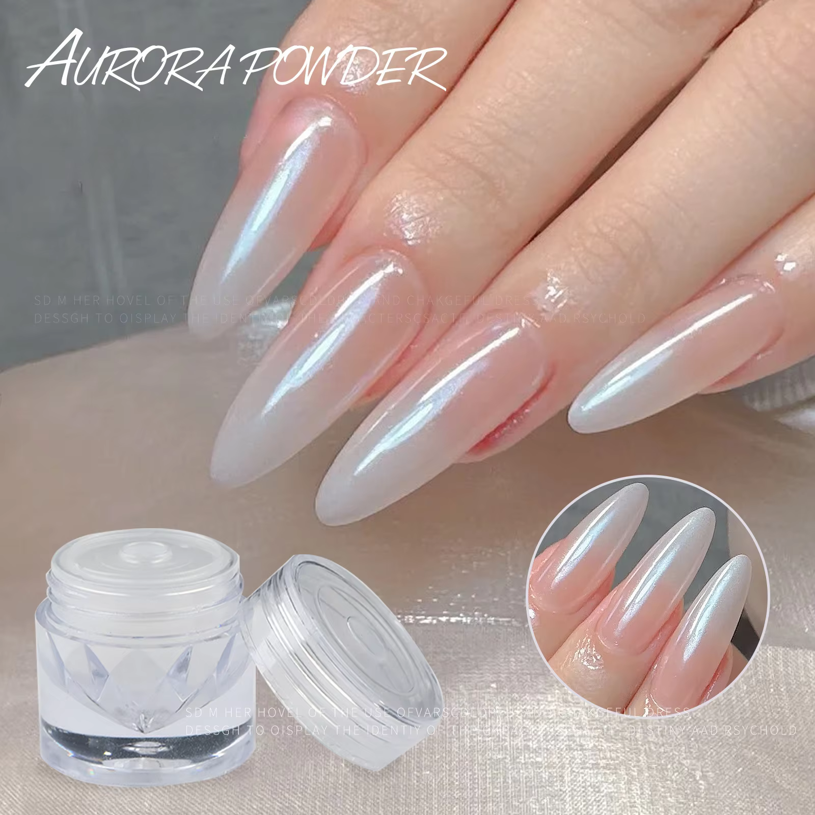 Haute luminosité glace transparent cristal Aurora ongles poudre miroir paillettes poussière Chrome clair de lune blanc
