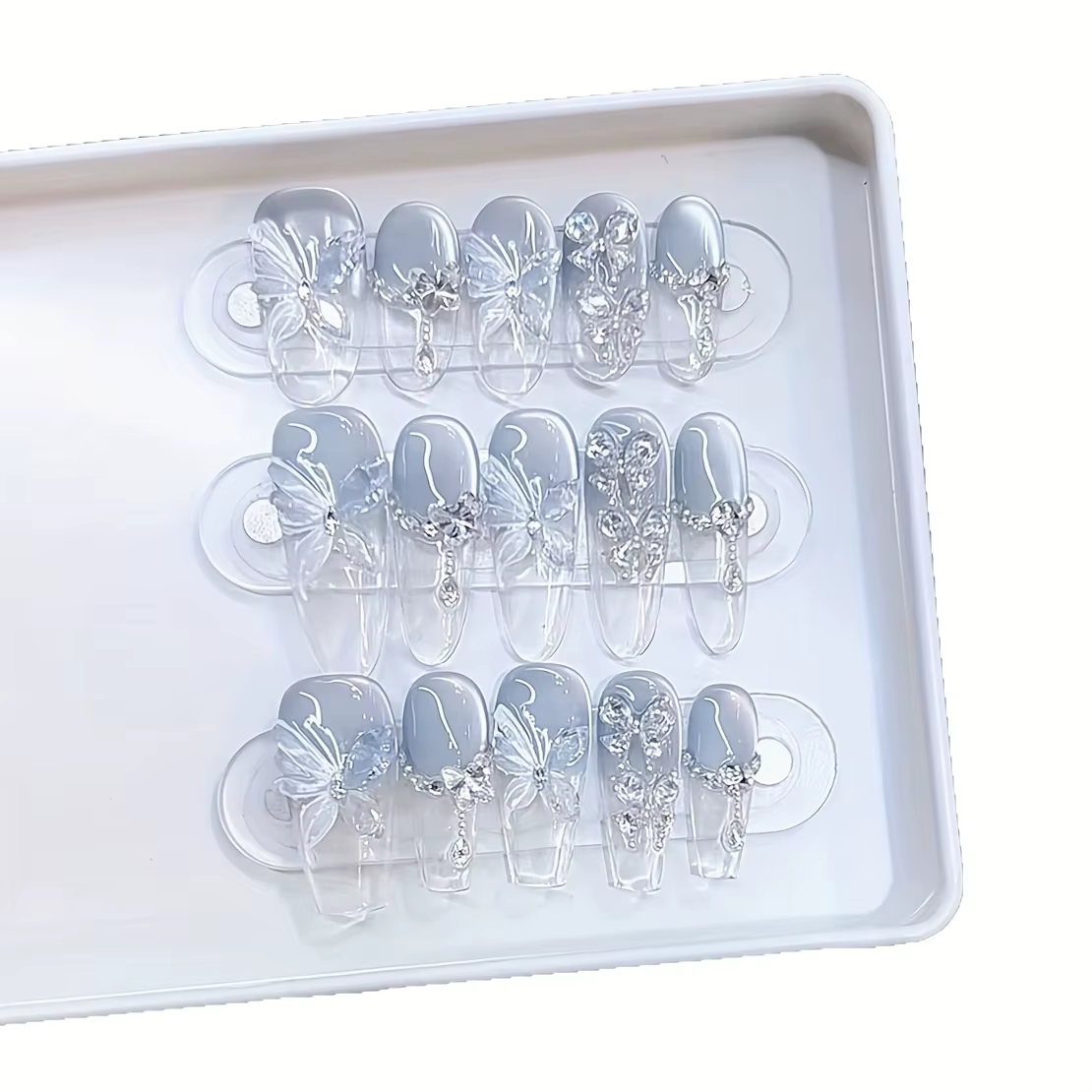 10 pièces haut de gamme français oeil de chat papillon rêve bleu mer glace Transparent tridimensionnel