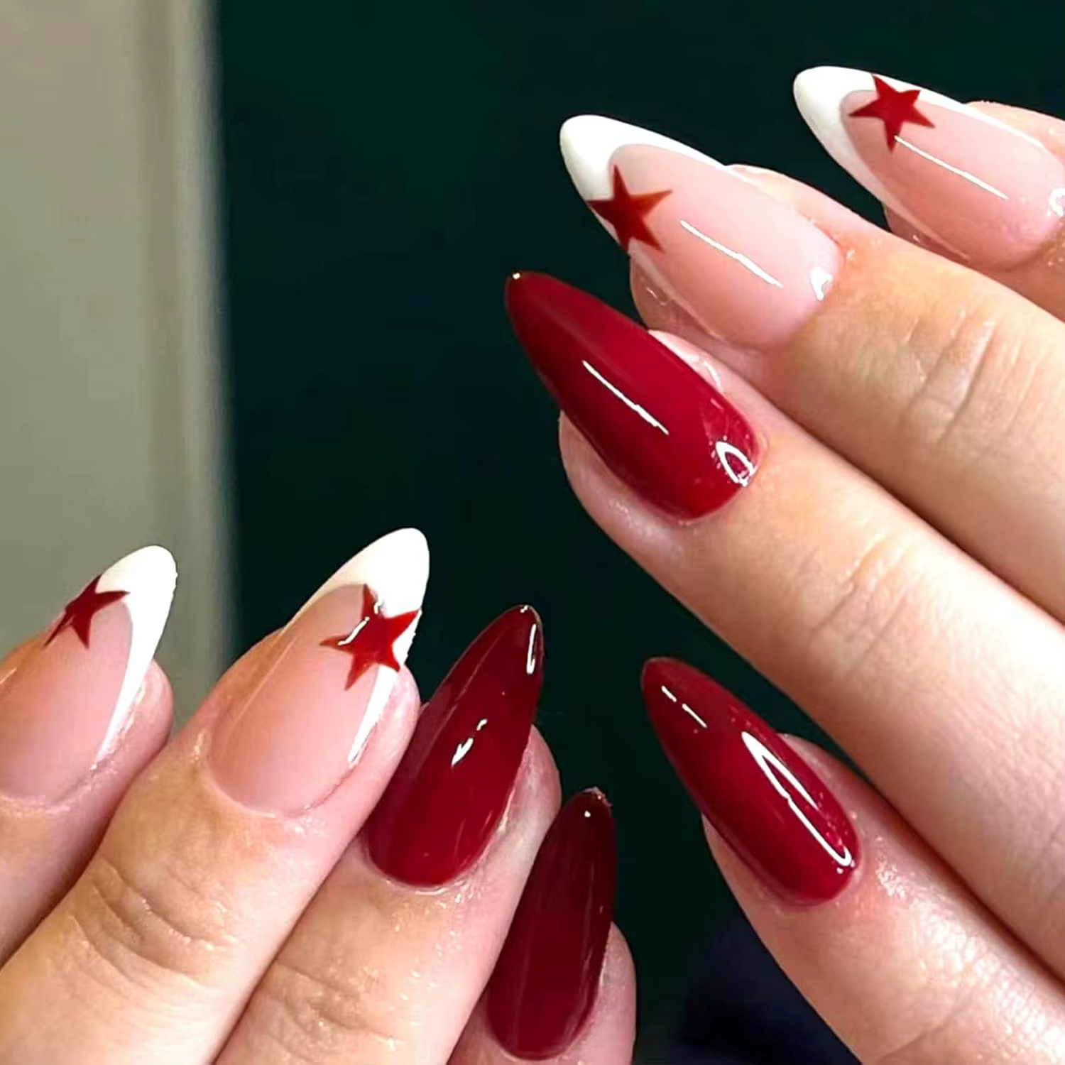 Faux ongles à pression en amande moyenne