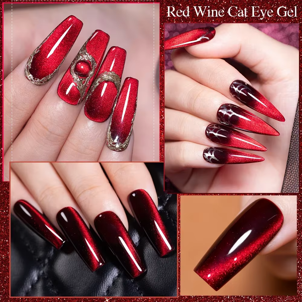 Vernis à ongles gel magnétique rouge rubis super brillant 7