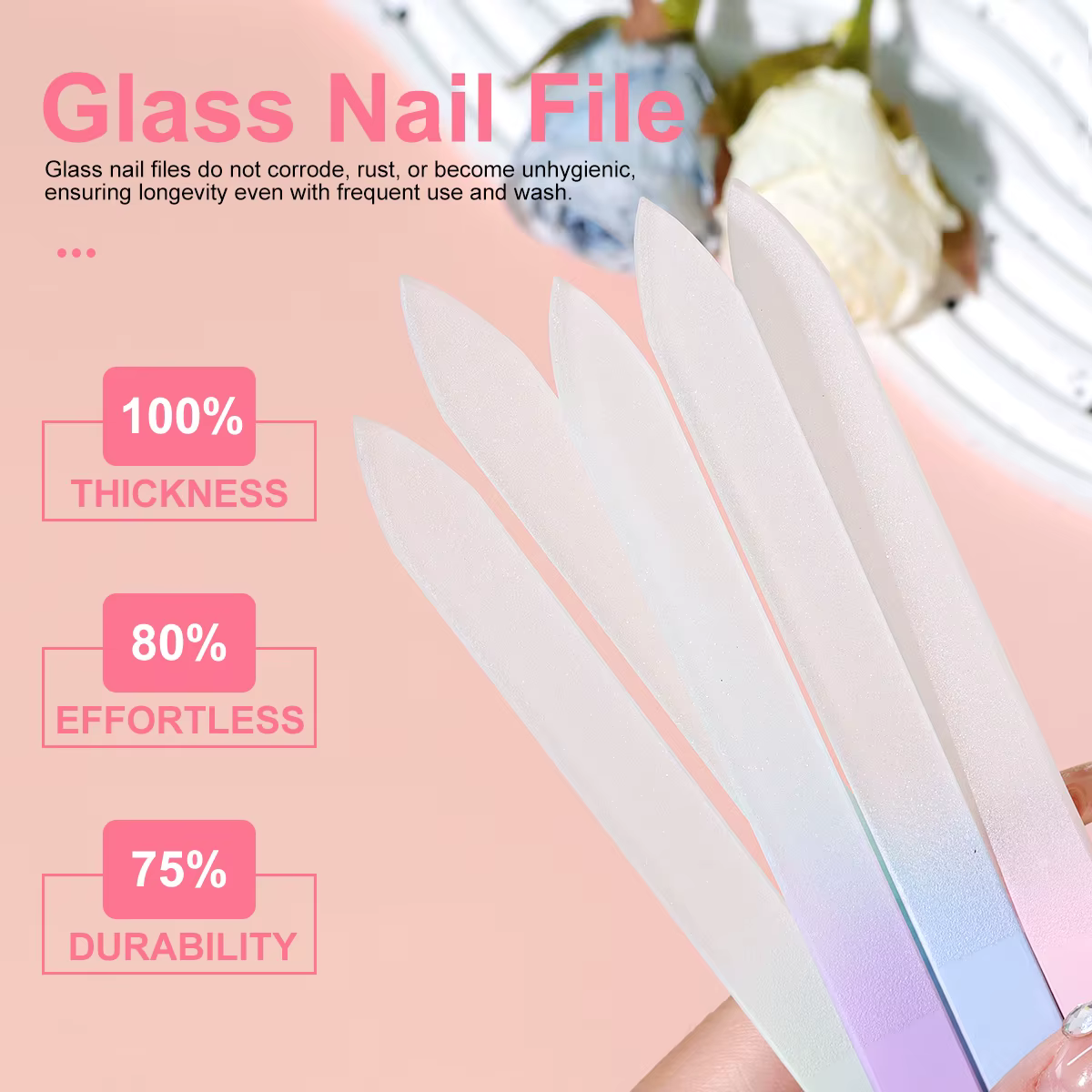 Lime à ongles en verre manucure professionnelle sable frottant