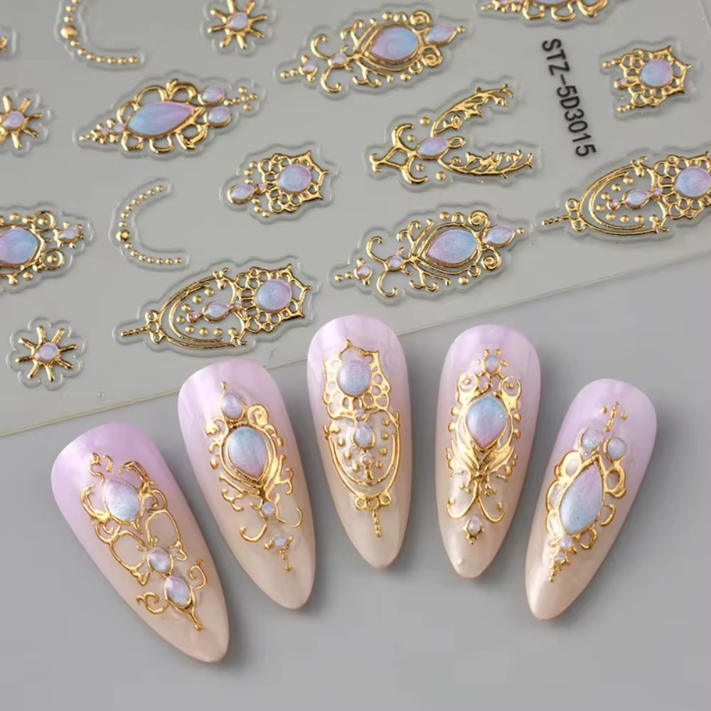 Autocollants d'art d'ongles 5D luxueux