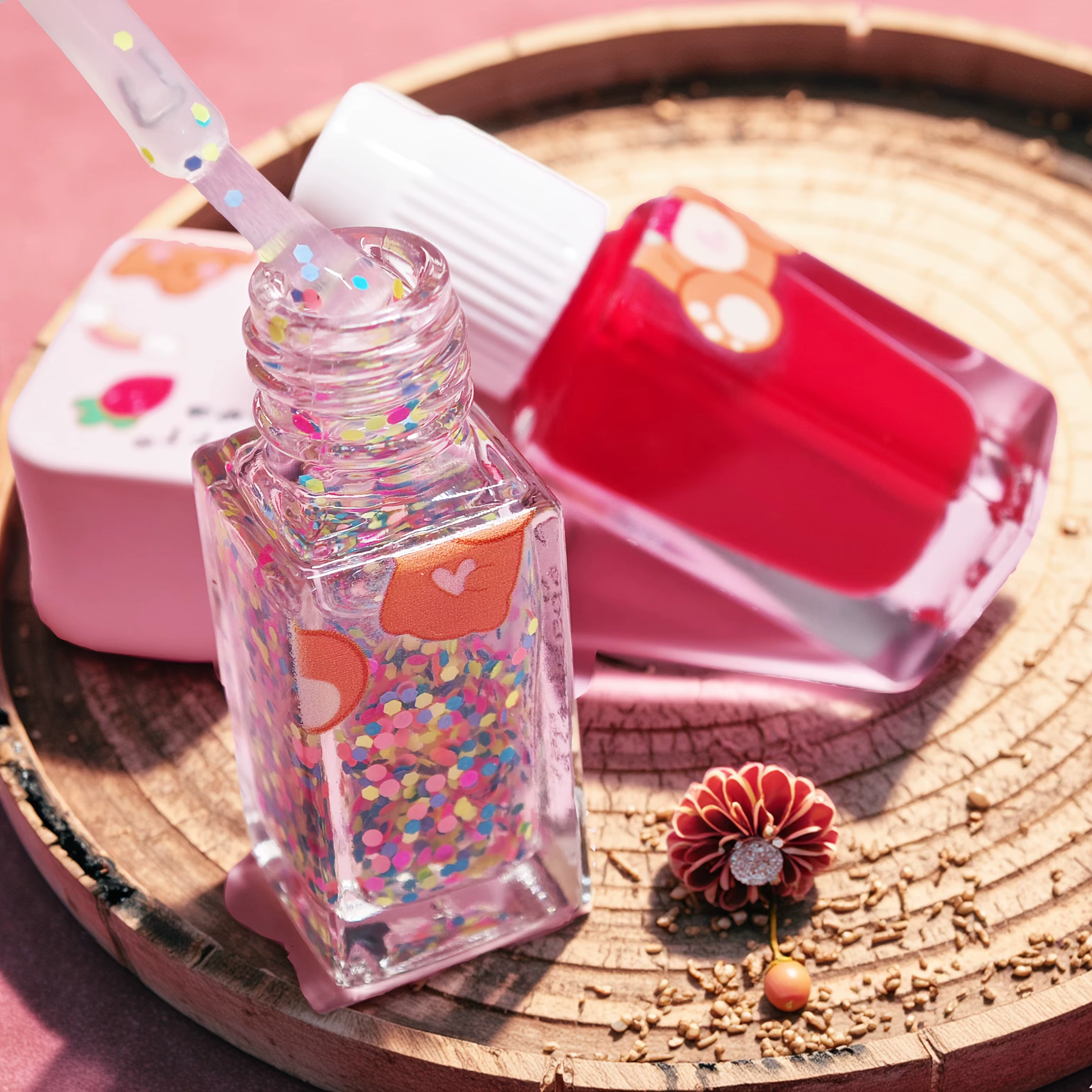 S01 Little Bear Balloon ensemble de 2 bouteilles vernis à ongles sans cuisson séchage rapide longue durée pelable à