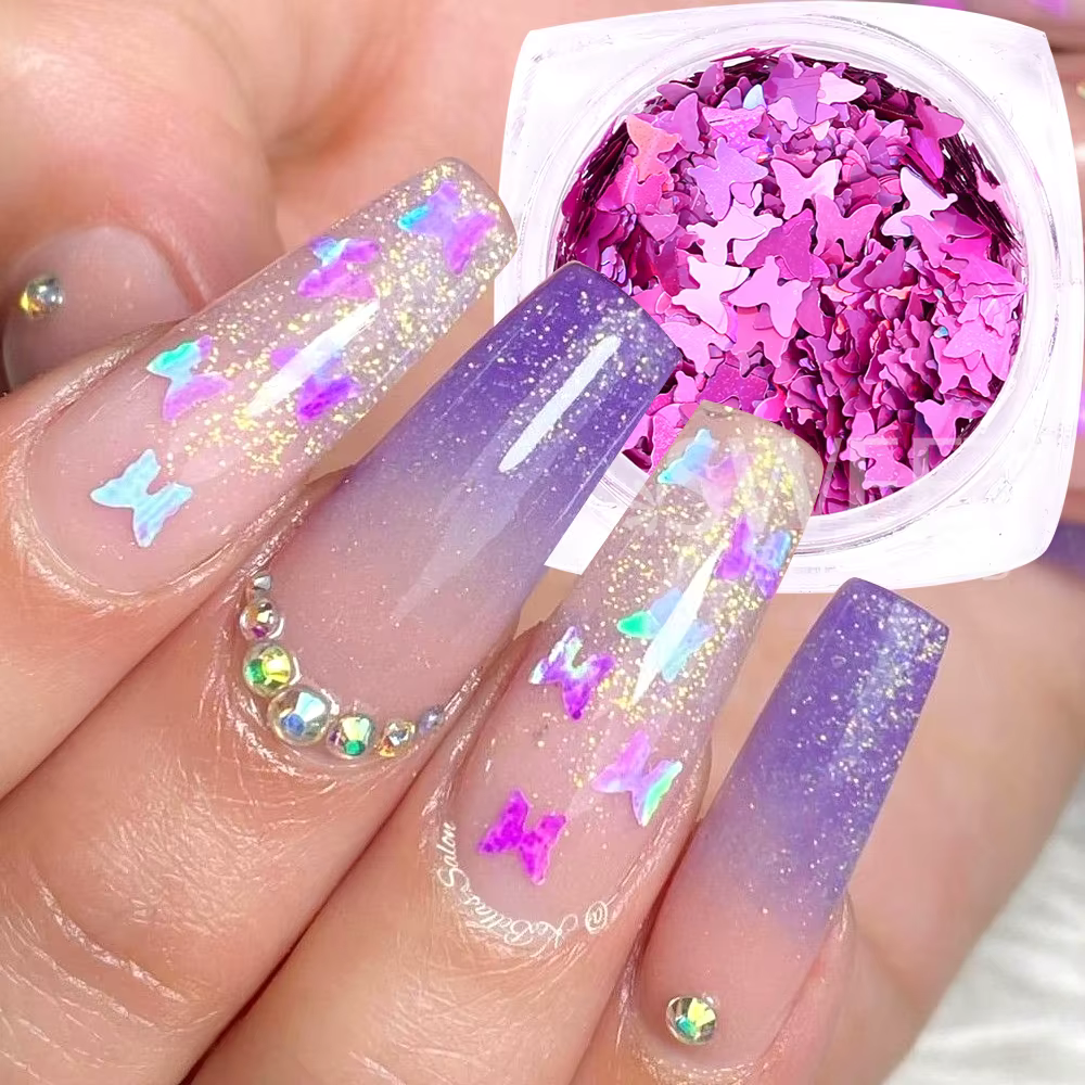 SWEET TREND - 12 couleurs de paillettes papillon pour nail art