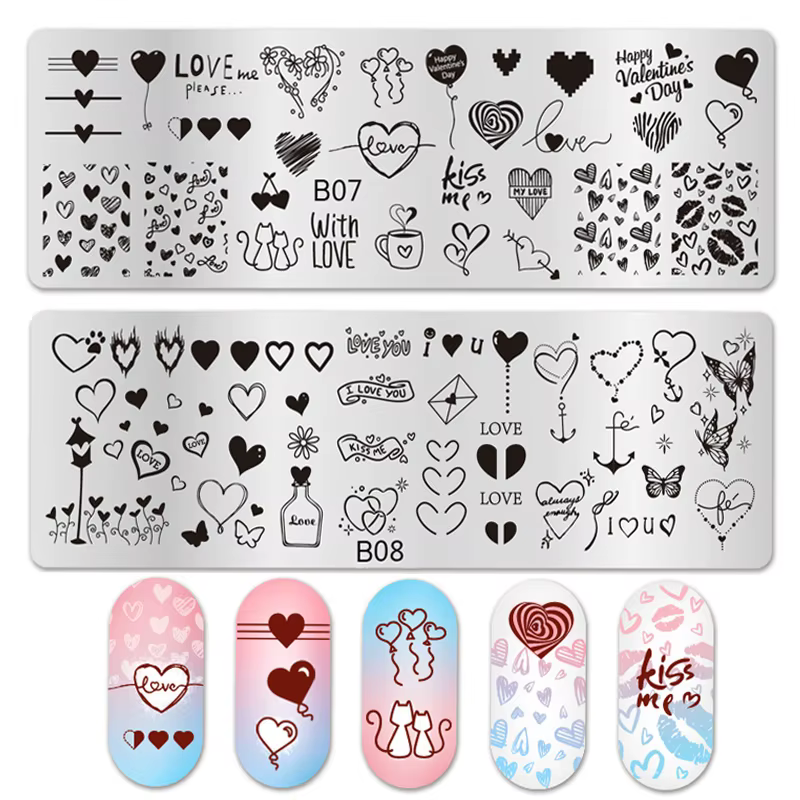 Plaques d'estampage d'ongles pour la saint-valentin