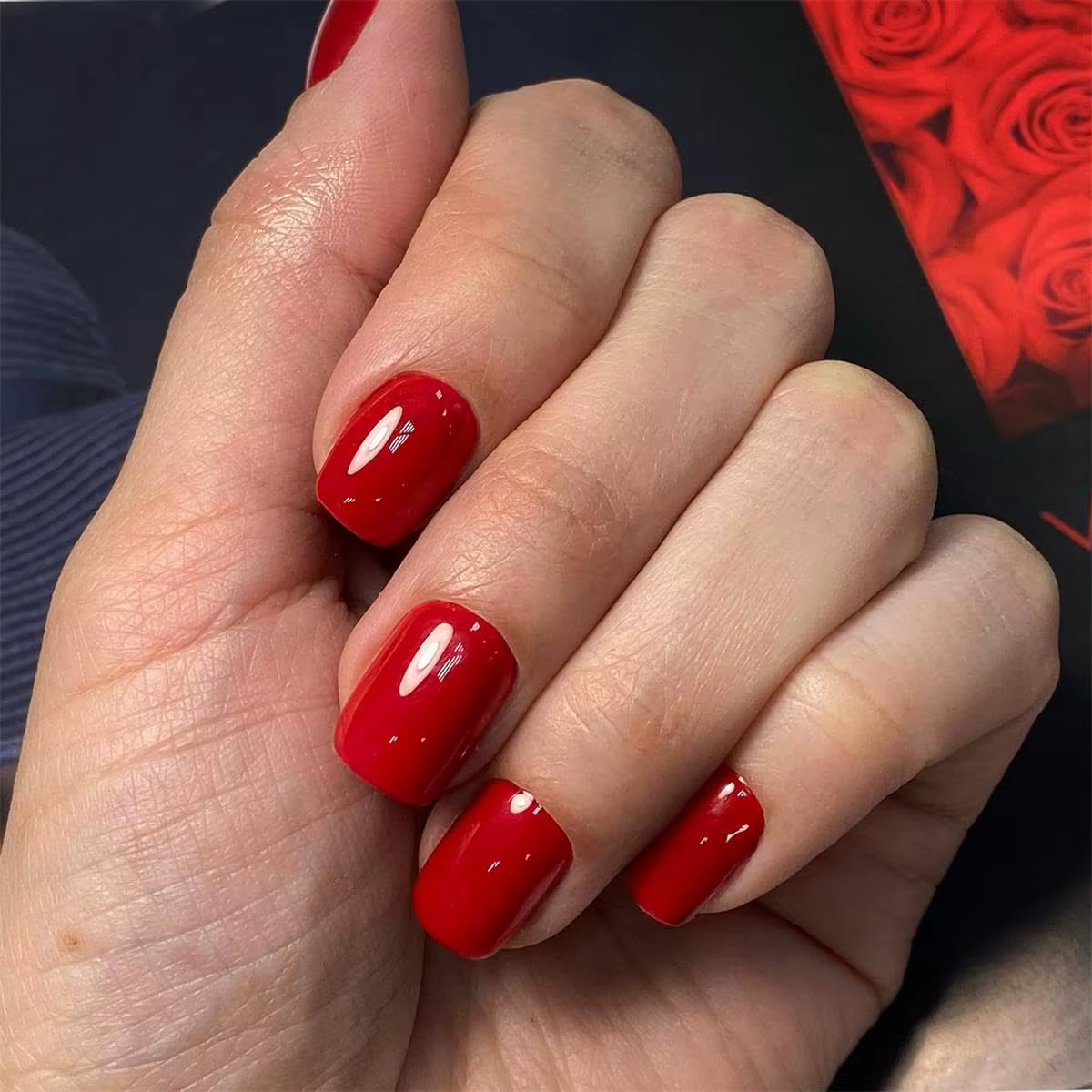 120 pièces presse français rouge mi-long carré faux ongles couleur unie conception réutilisable acrylique