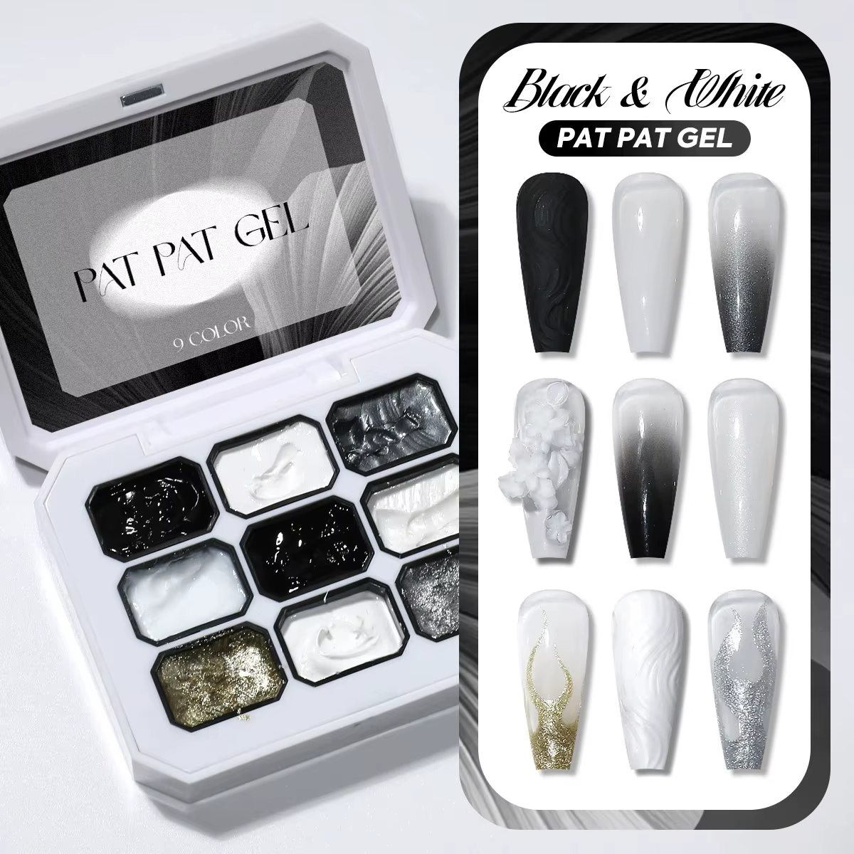 1 pièce Gel de vernis à ongles solide noir et blanc