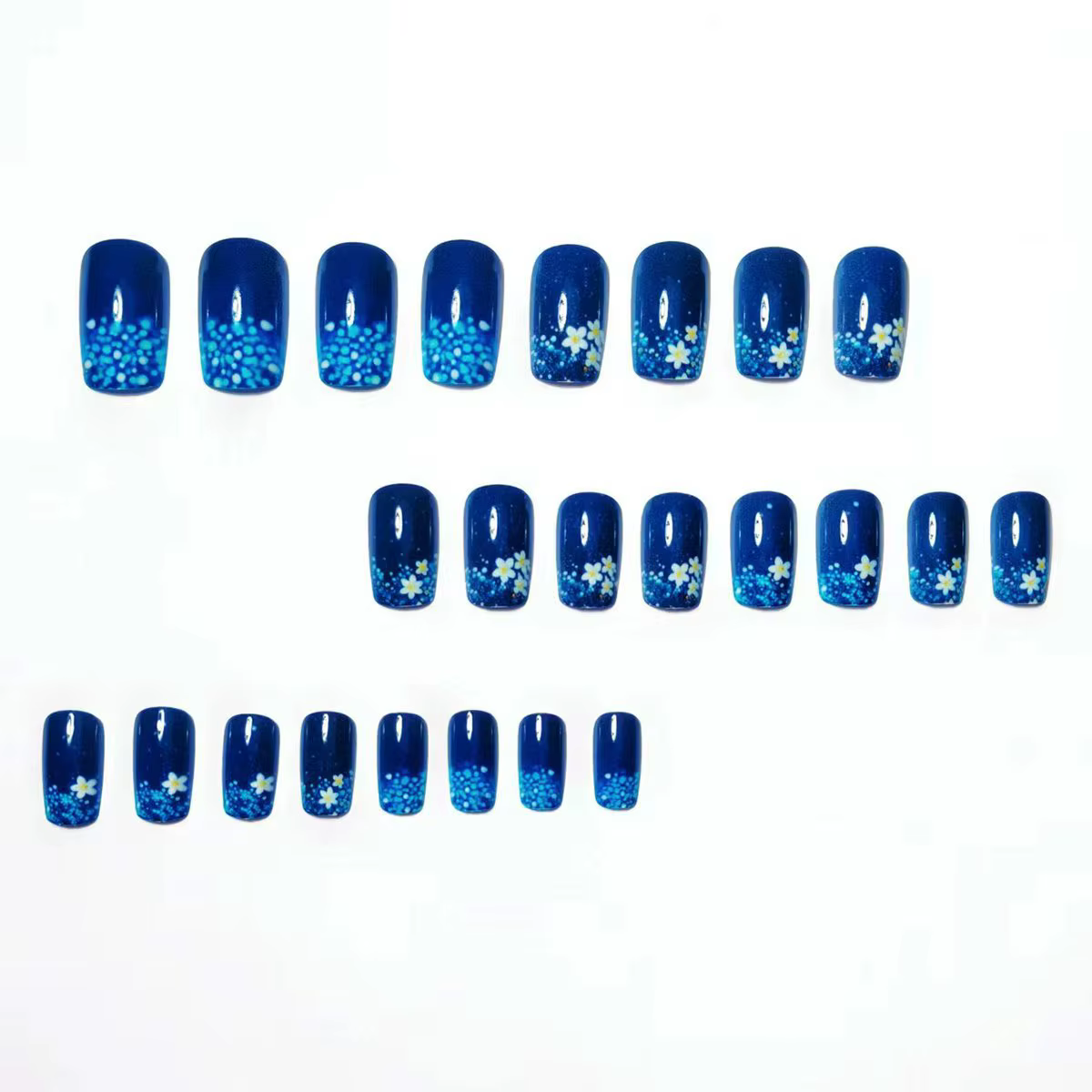 Faux ongles courts carrés moyens pour femmes et filles
