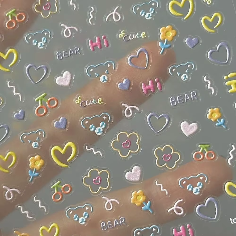 2025 mignon autocollant pour ongles doux en relief