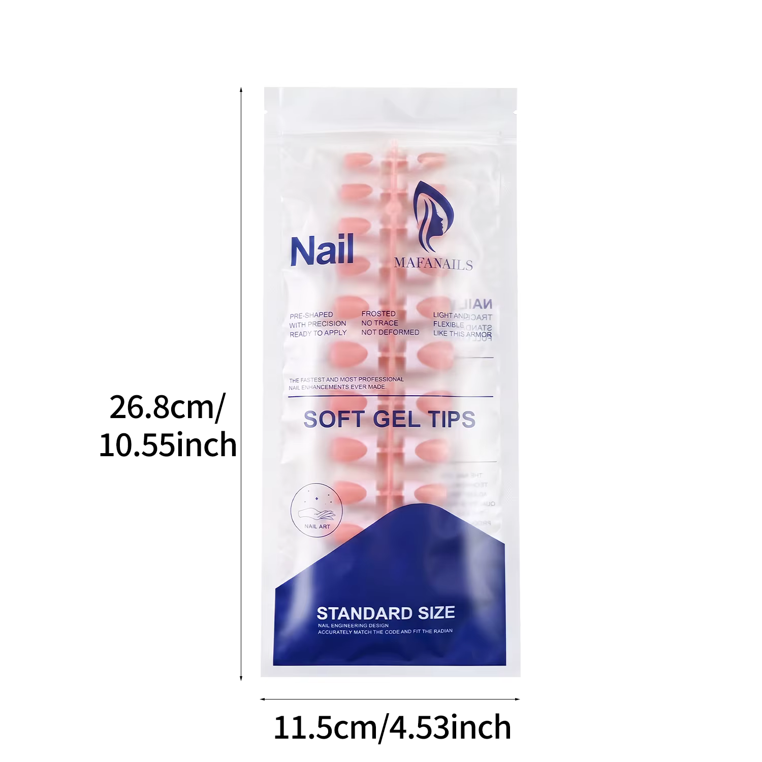 120 faux ongles blancs en forme de bec de canard, longueur moyenne, couleur nude, à presser, élégants et portables, en acrylique