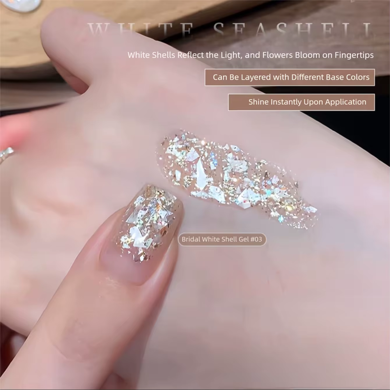 MIANEL 10ML 1-6PCS Vernis à ongles blanc laiteux à haute densité avec paillettes blanches et strass