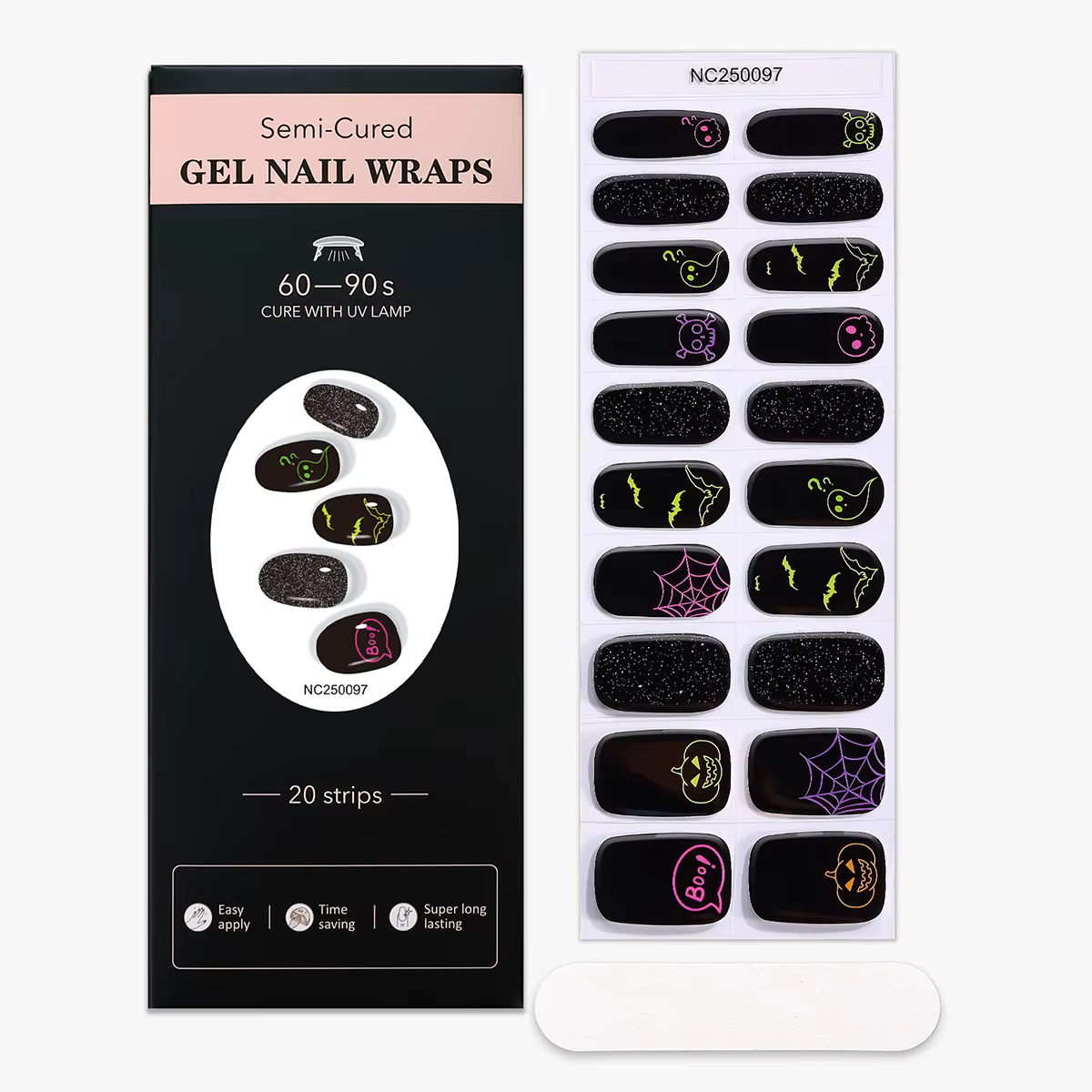 Autocollants pour ongles en Gel semi-durci pour Halloween