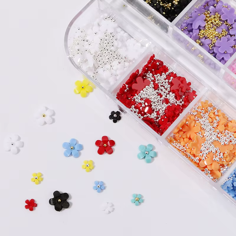 Breloques à ongles en fleurs 3D pour femmes et filles