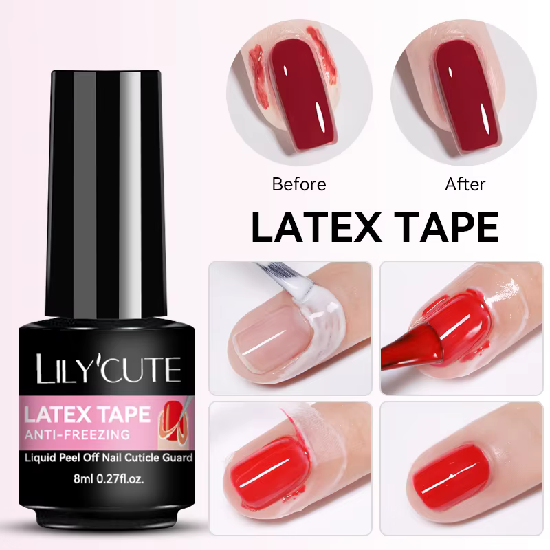 LILYCUTE 8ml décollable liquide ongles Latex bande Gel vernis bord pelable Anti-gel