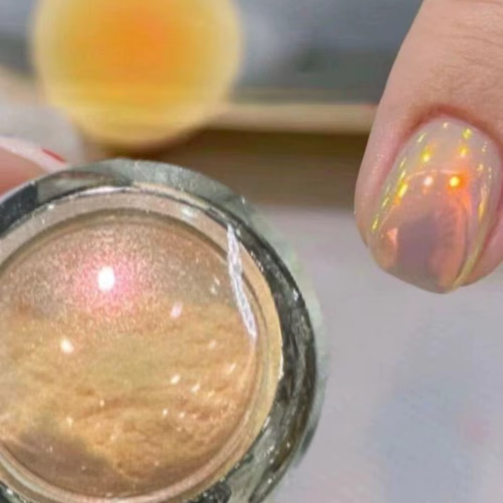 1 boîte 0.2g Champagne or Chrome poudre à ongles Aurora scintillant surligneur paillettes miroir magique