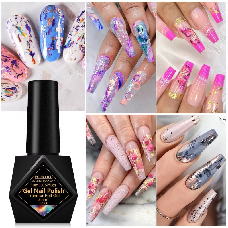 Vernis à ongles semi-permanent en gel de transfert de 10 ml pour autocollants adhésifs