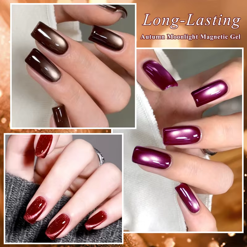 Vernis à ongles magnétique 10ml Mtssii Série Marron Gel Cristal Rouge 2025 Nouvelle Collection Automne Effet Chat Lune