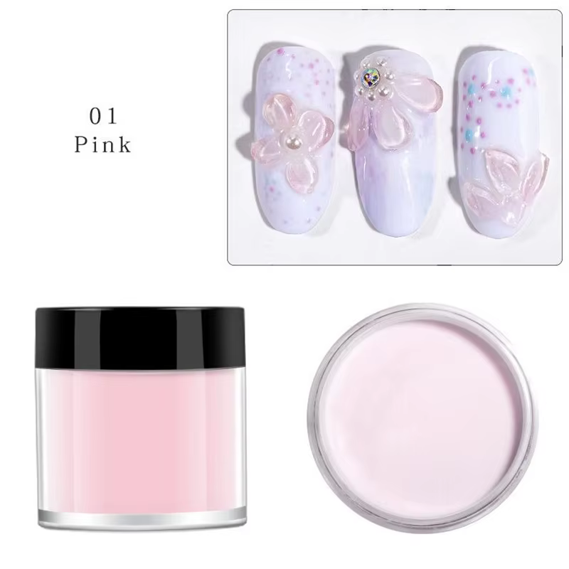 Poudre acrylique transparente blanche rose pour ongles