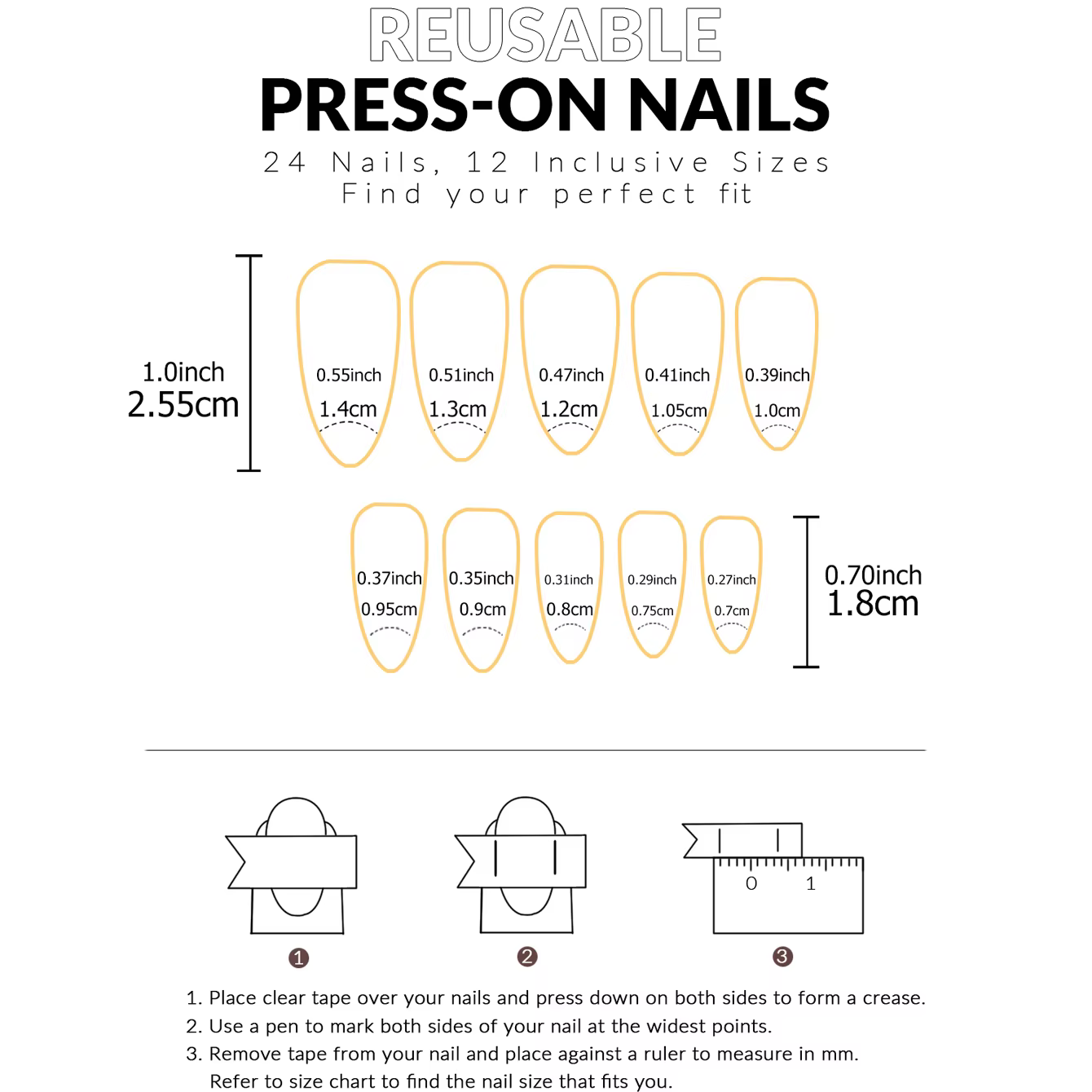 Faux ongles à pression en amande