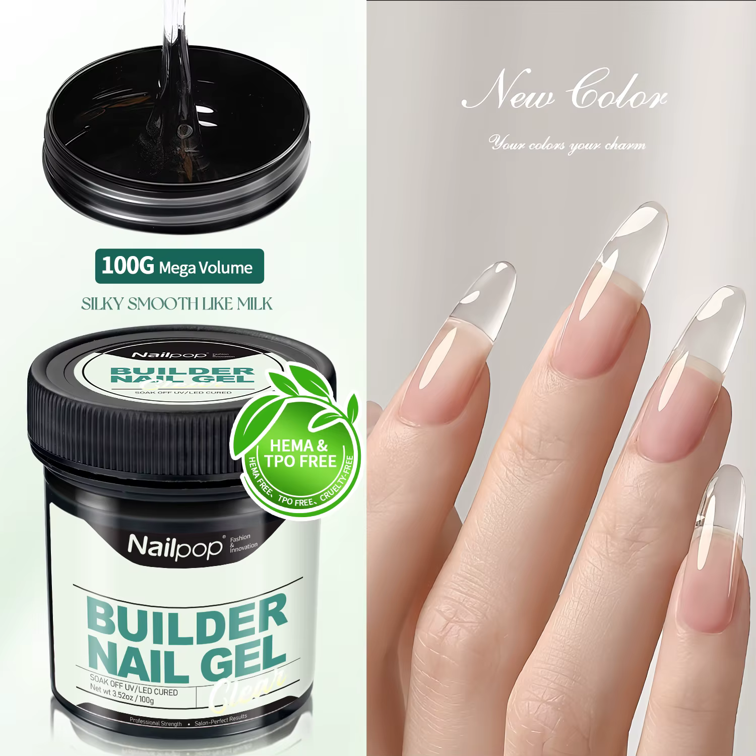 Nailpop Gel Constructeur Professionnel UV Dur pour Renforcement des Ongles