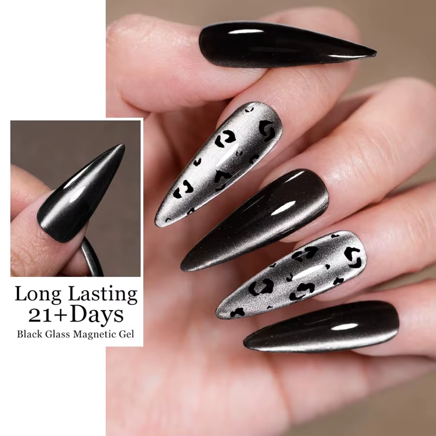 QAZIXU 10ml Vernis à ongles gel effet œil de chat noir
