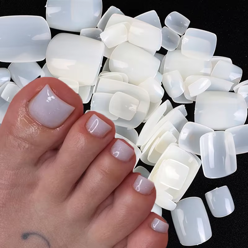100 pièces faux ongles carrés couverture complète naturel blanc clair artificiel